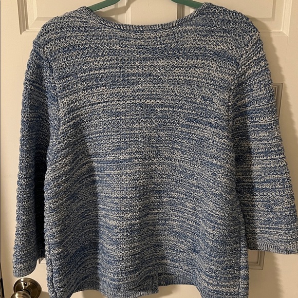 J. Jill Wearever Spray-Dyed Cardigan Sweater Large Blue Cotton Ribbed Knit NWT - Picture 5 of 7